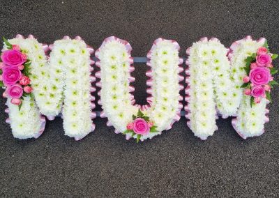 Mum letters in pink