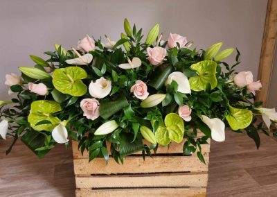 Rose, Anthurium and Calla Lily Casket Spray